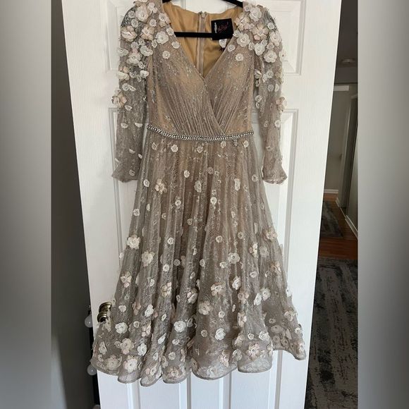 Mac Duggal Floral Embroidery Embellished Dress - Picture 2 of 7